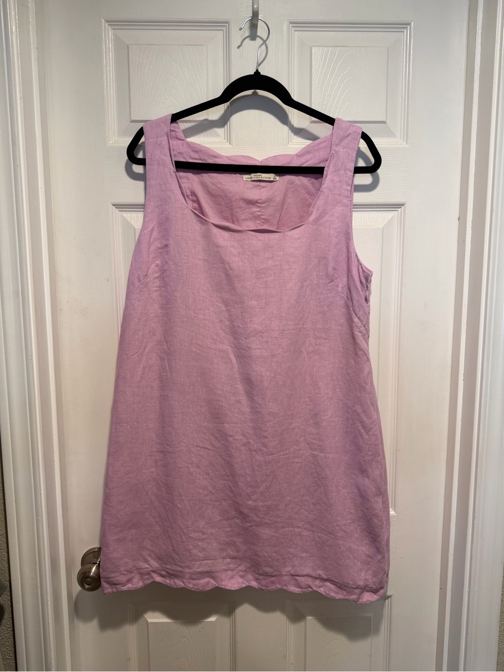 Abercrombie lilac/pink scalloped Linen Dress size L